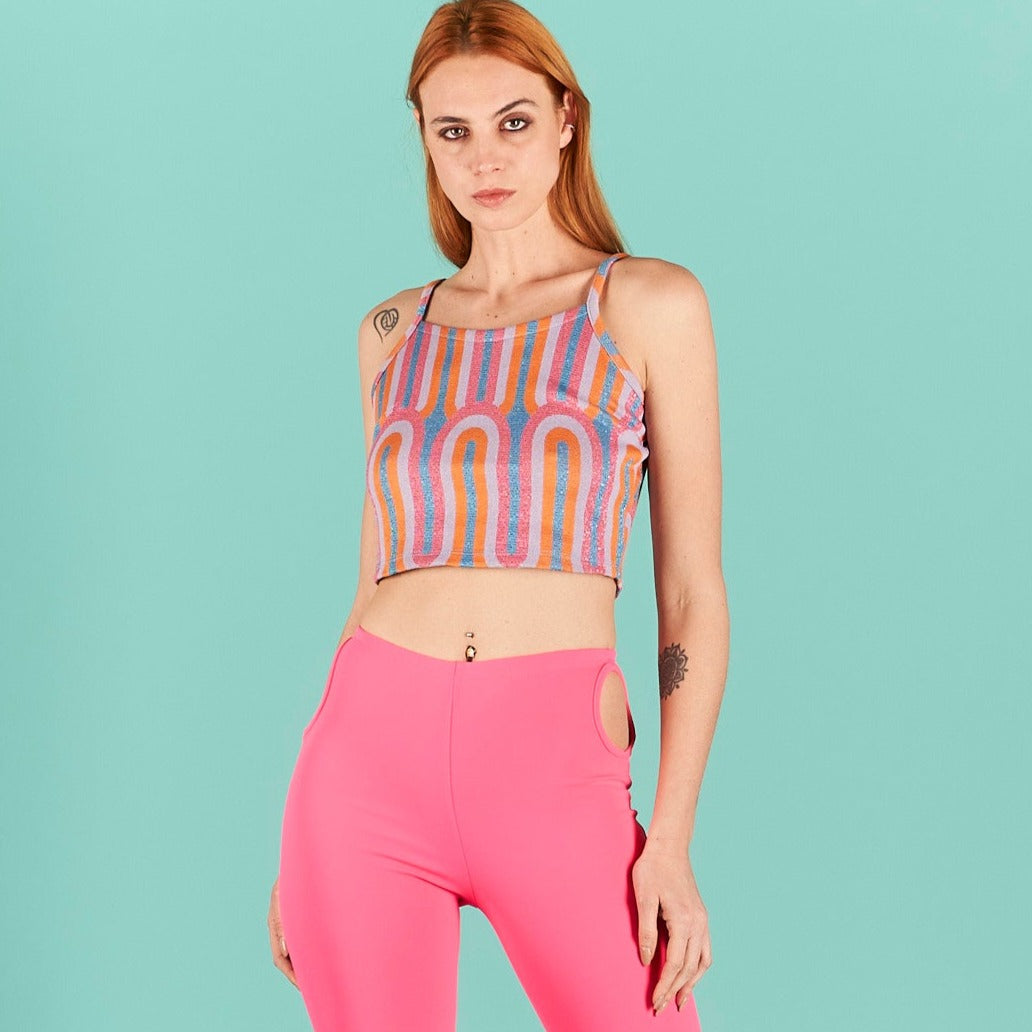 Wholesale Glittered patterned crop top – LEIVIP